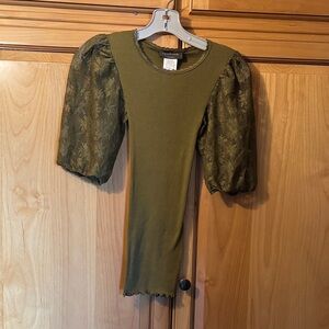 Elegant Olive Green Puff Sleeve Top